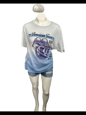 the Rolling Stones Blue Ombre Short Sleeve Tee with Purple Tongue Logo